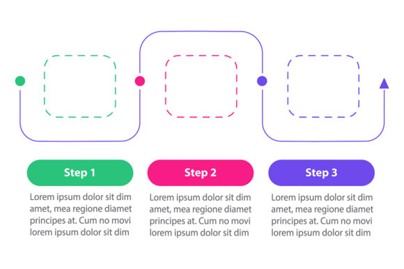 Square Linear Vector Infographic: Simple 3-Step Design
