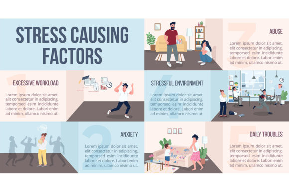 Visualizing Mental Health: A Guide to Stress Causing Factors Flat Color Vector Assets